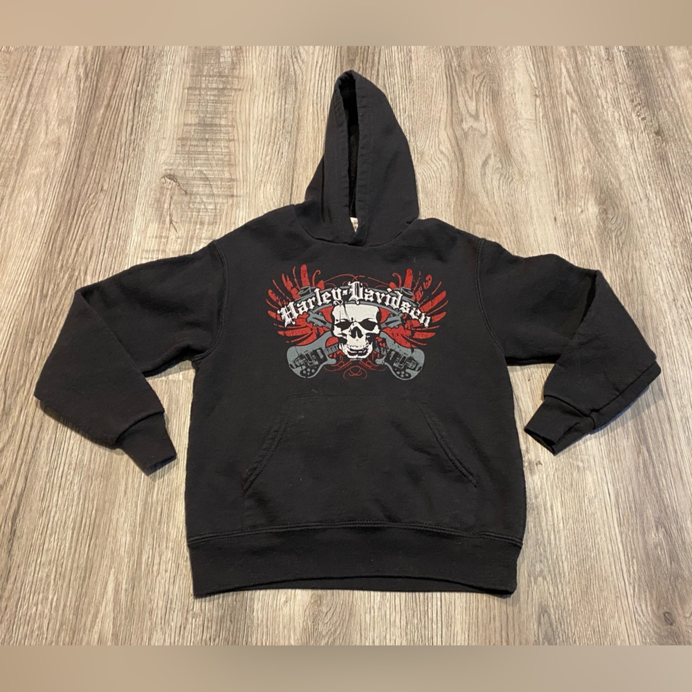 Harley Davidson Youth XS Orlando Motorcycle Black Hoodie